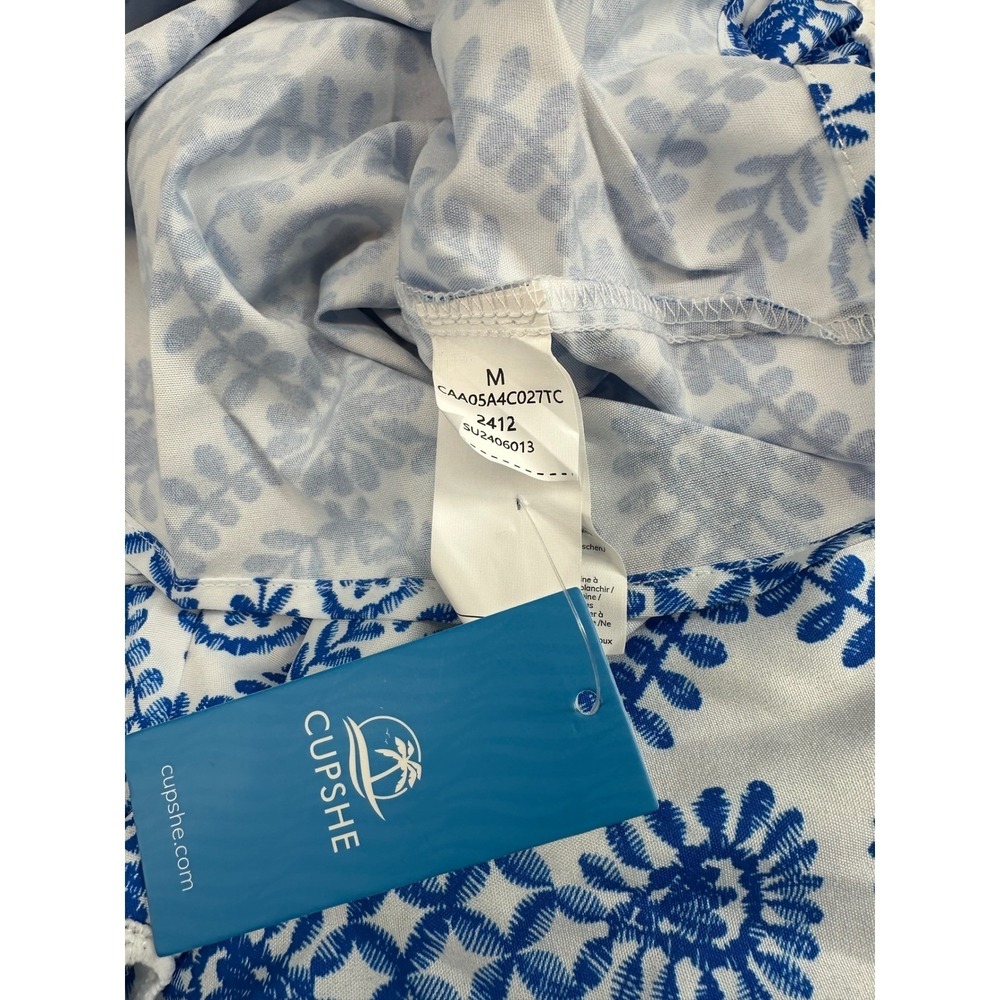 CUPSHE Women's Midi Dress Blue & White Ornate Halterneck Sleeveless Summer Dress - Picture 5 of 5